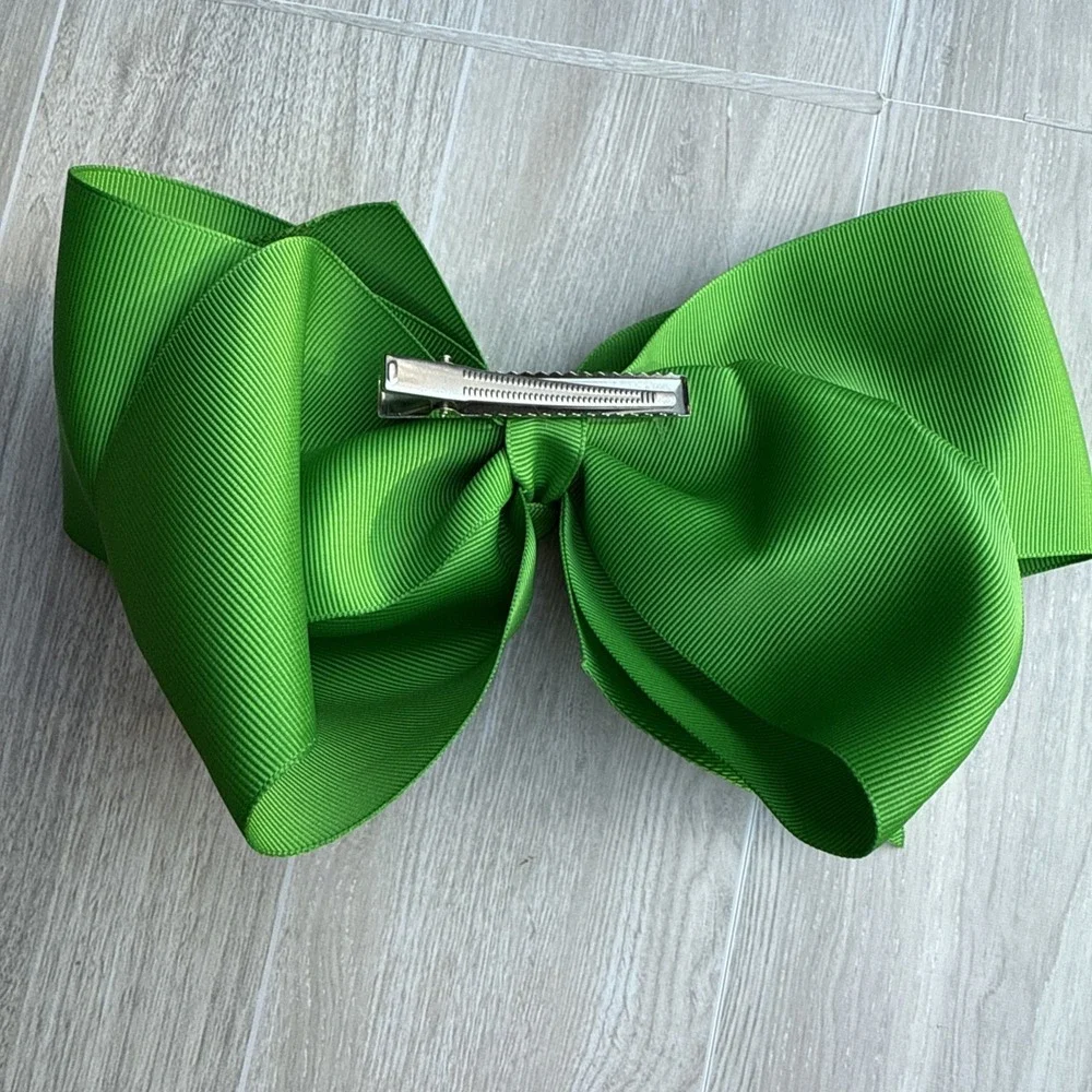 2-‎ 7 Inch Deluxe Grosgrain Hair Bow Clip For Woman And Girls Green And Blue